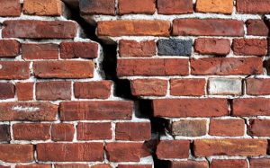 Cracked brick wall