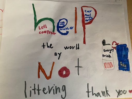 child's poster about not littering